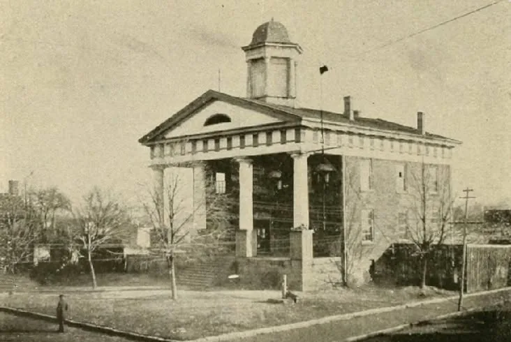 Archival photograph of Buckhannon's first courthouse